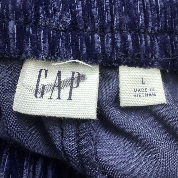 Gap Womens Velvet Pull On Wide Leg Pants Large Blue Palazzo Tuxedo Iridescent - Picture 6 of 7